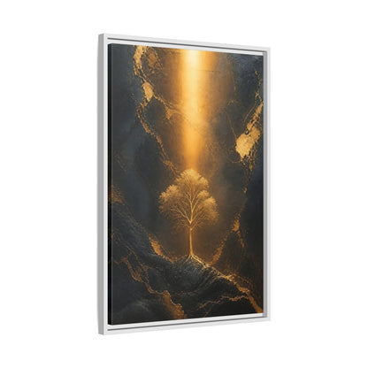 Side Mockup 10. Nature Golden Tree Gold And Black Tree shown as stretched canvas wall art