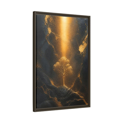 Side Mockup 11. Nature Golden Tree Gold And Black Tree shown as stretched canvas wall art