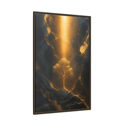 Side Mockup 8. Nature Golden Tree Gold And Black Tree shown as stretched canvas wall art