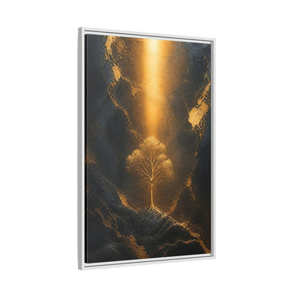 Side Mockup 9. Nature Golden Tree Gold And Black Tree shown as stretched canvas wall art