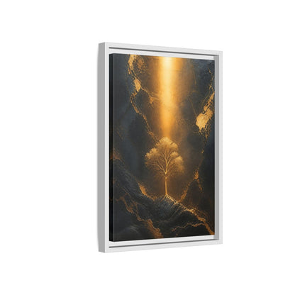Side Mockup 4. Nature Golden Tree Gold And Black Tree shown as stretched canvas wall art