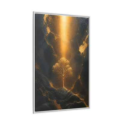 Side Mockup 7. Nature Golden Tree Gold And Black Tree shown as stretched canvas wall art