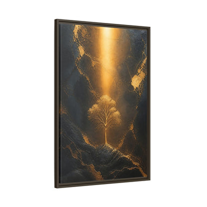 Main Mockup. Nature Golden Tree Gold And Black Tree shown as stretched canvas wall art