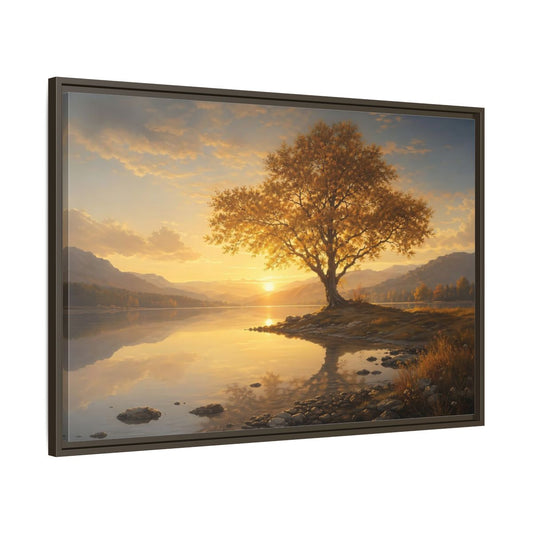 Main Mockup. Nature Golden Tree Golden Tree Sunset shown as stretched canvas wall art