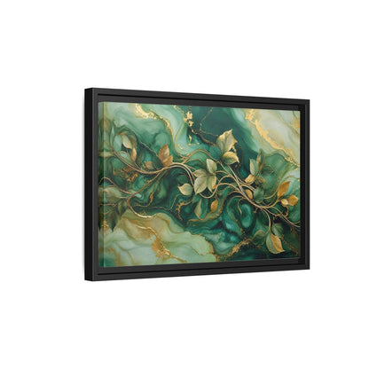 Side Mockup 6. Nature Golden Vines Green Gold Abstract shown as stretched canvas wall art