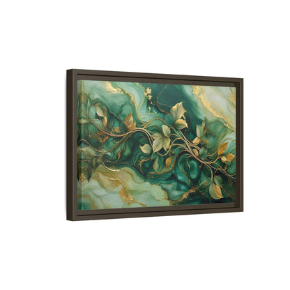 Side Mockup 5. Nature Golden Vines Green Gold Abstract shown as stretched canvas wall art