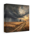 Side Mockup 2. Nature Grain Silos Golden Brown Landscape shown as stretched canvas wall art