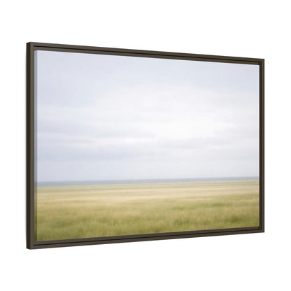 Main Mockup. Nature Grassy Field Pale Green Field shown as stretched canvas wall art
