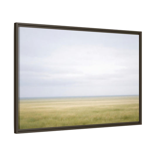 Main Mockup. Nature Grassy Field Pale Green Field shown as stretched canvas wall art