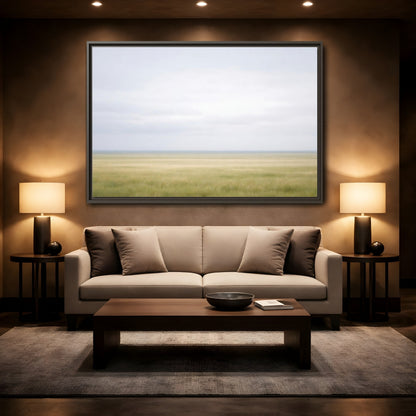 Mockup 2. Nature Grassy Field Pale Green Field shown as stretched canvas wall art