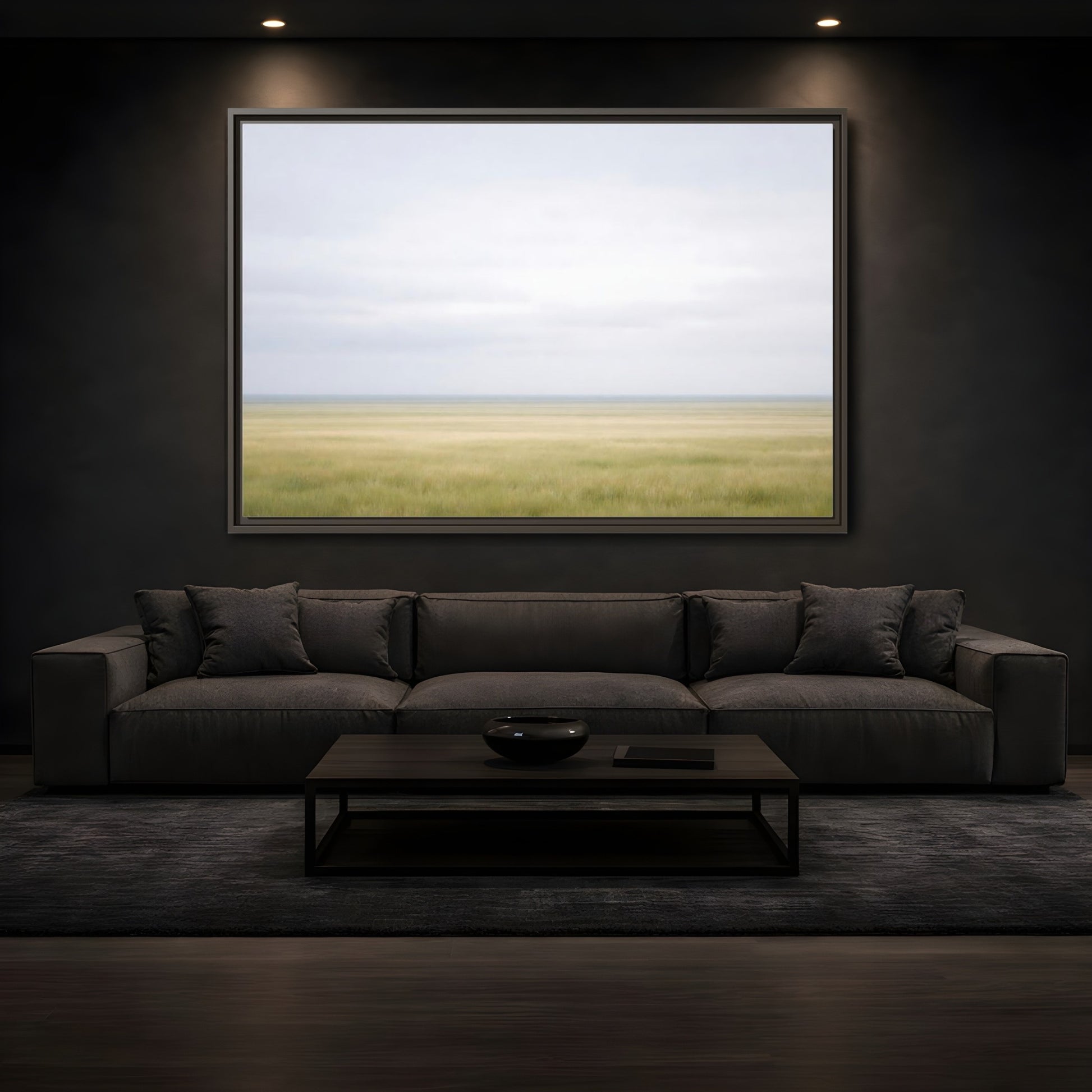 Mockup 3. Nature Grassy Field Pale Green Field shown as stretched canvas wall art