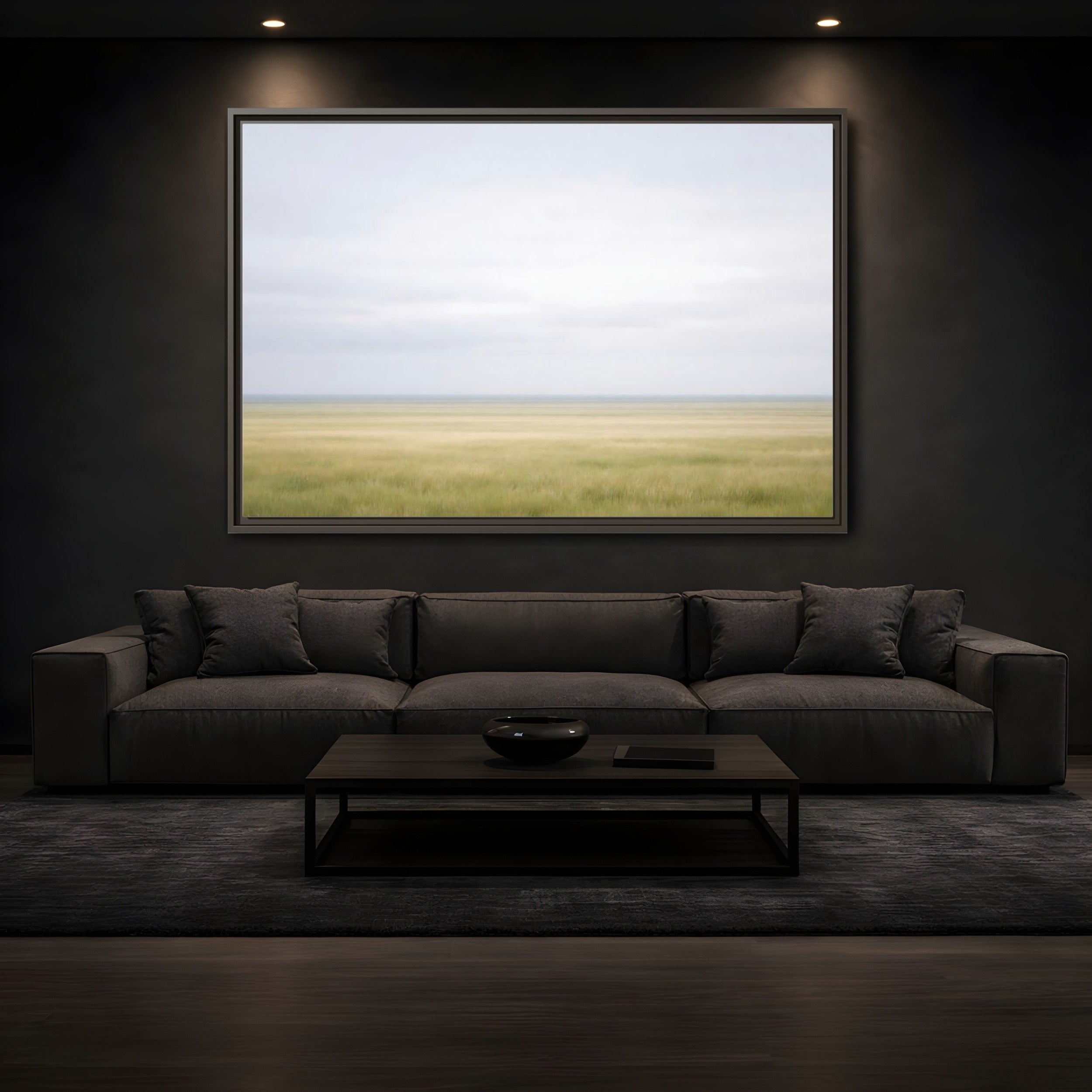 Mockup 3. Nature Grassy Field Pale Green Field shown as stretched canvas wall art