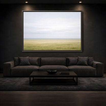 Mockup 3. Nature Grassy Field Pale Green Field shown as stretched canvas wall art