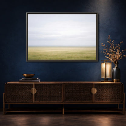 Mockup 4. Nature Grassy Field Pale Green Field shown as stretched canvas wall art