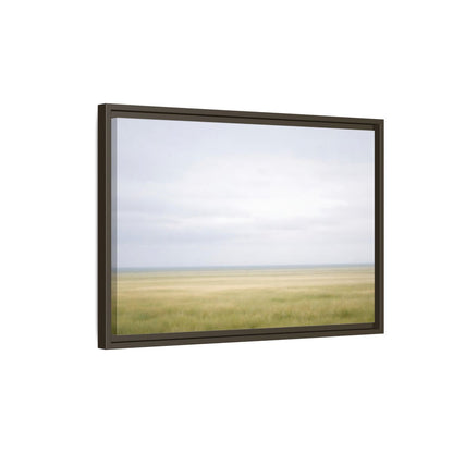 Side Mockup 2. Nature Grassy Field Pale Green Field shown as stretched canvas wall art