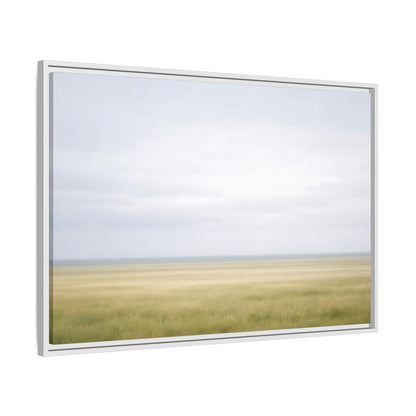 Side Mockup 9. Nature Grassy Field Pale Green Field shown as stretched canvas wall art