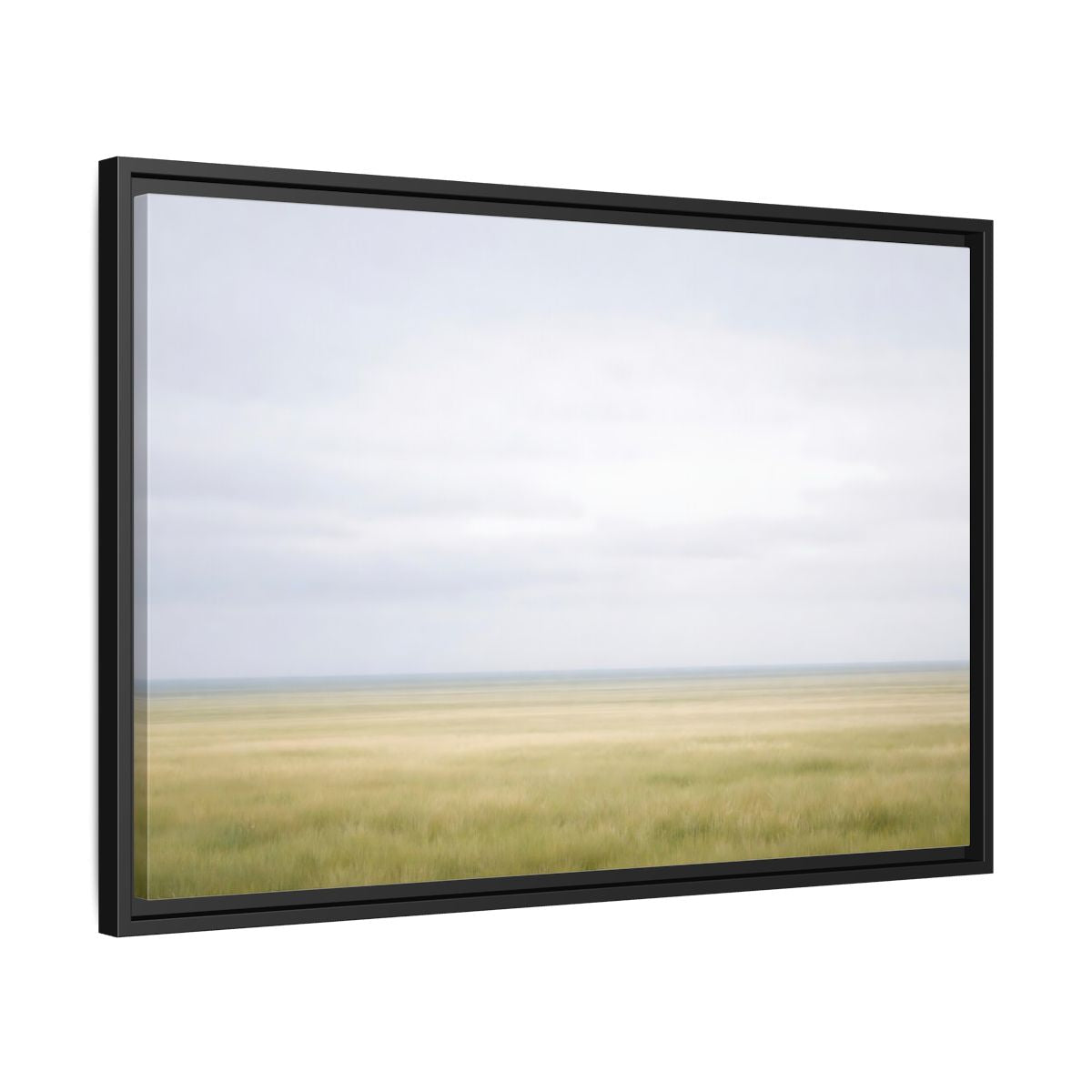 Side Mockup 14. Nature Grassy Field Pale Green Field shown as stretched canvas wall art