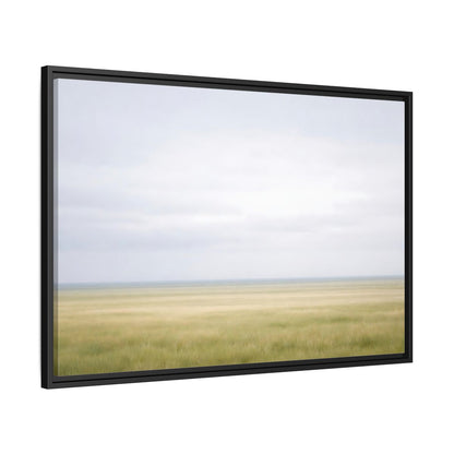 Side Mockup 13. Nature Grassy Field Pale Green Field shown as stretched canvas wall art