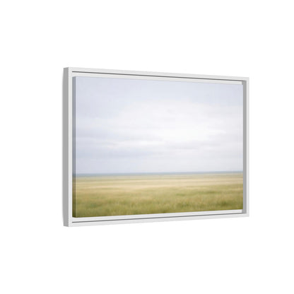 Side Mockup 1. Nature Grassy Field Pale Green Field shown as stretched canvas wall art