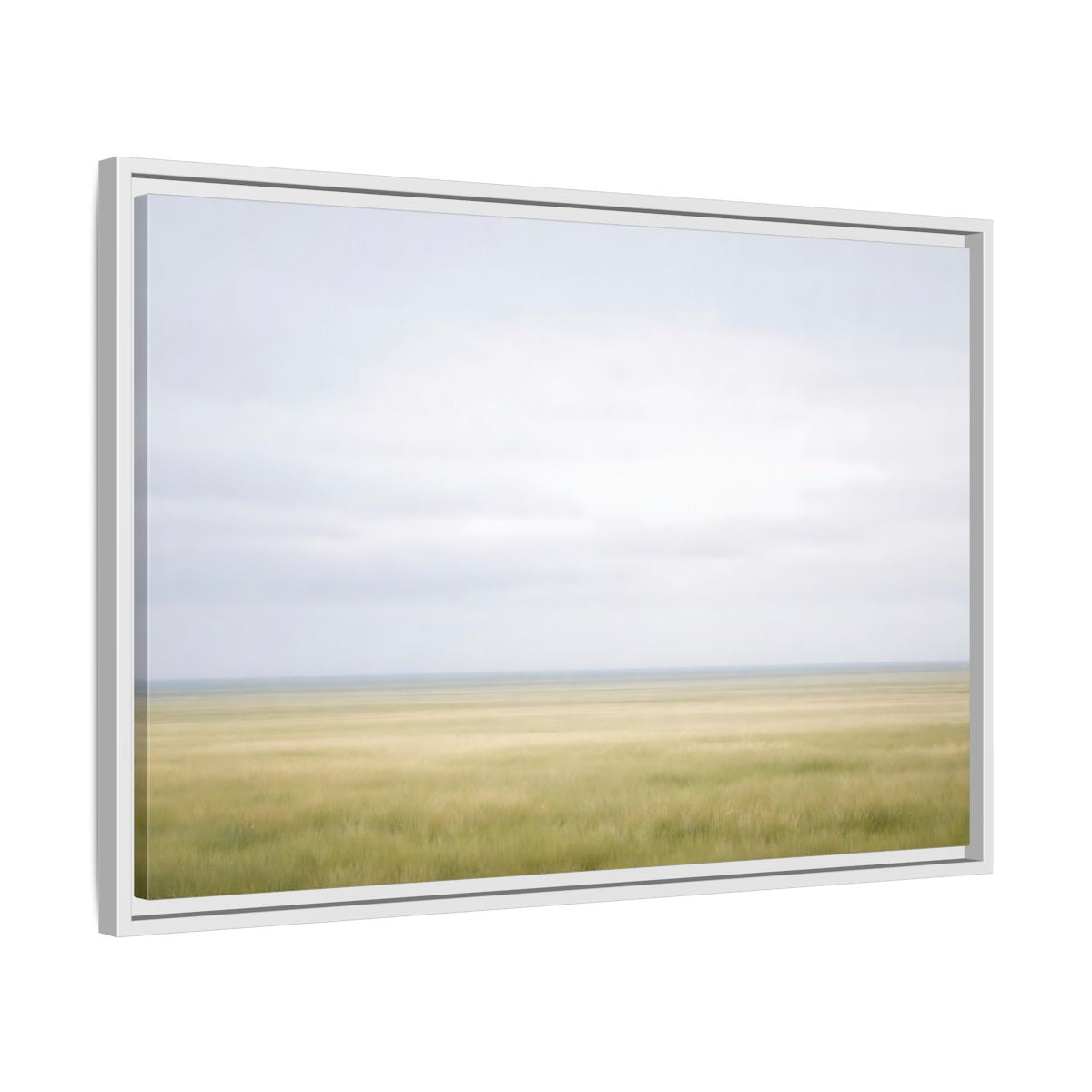 Side Mockup 10. Nature Grassy Field Pale Green Field shown as stretched canvas wall art