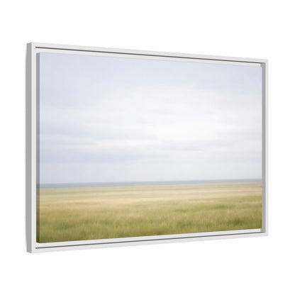 Side Mockup 10. Nature Grassy Field Pale Green Field shown as stretched canvas wall art