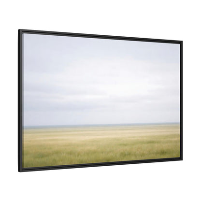 Side Mockup 12. Nature Grassy Field Pale Green Field shown as stretched canvas wall art