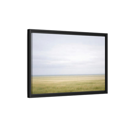 Side Mockup 3. Nature Grassy Field Pale Green Field shown as stretched canvas wall art