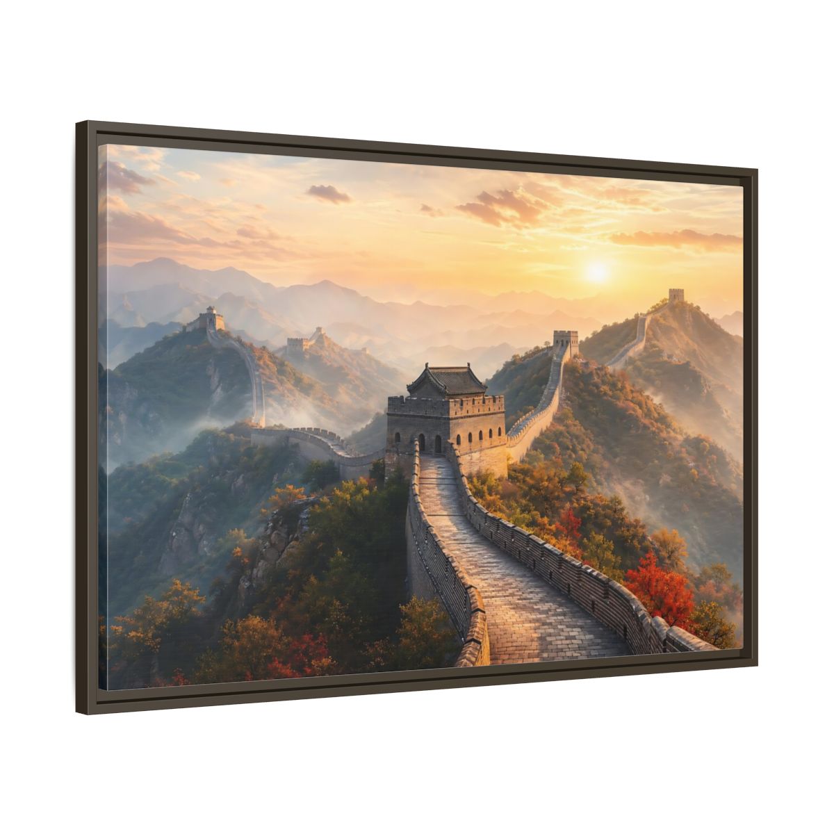Main Mockup. Nature Great Wall Great Wall Sunset shown as stretched canvas wall art
