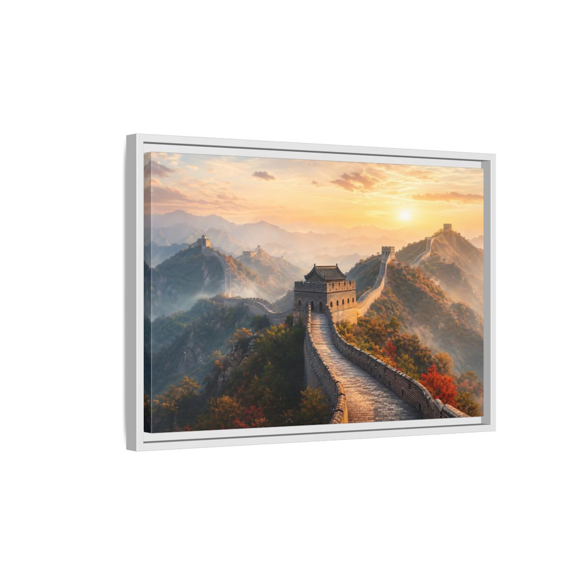 Side Mockup 1. Nature Great Wall Great Wall Sunset shown as stretched canvas wall art