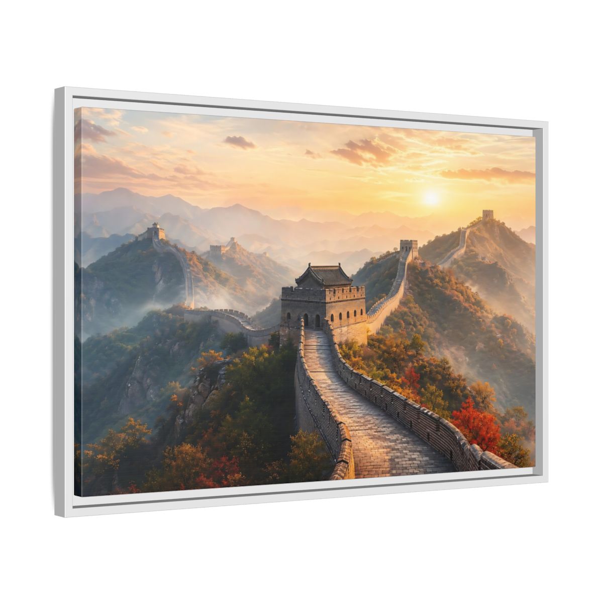 Side Mockup 10. Nature Great Wall Great Wall Sunset shown as stretched canvas wall art
