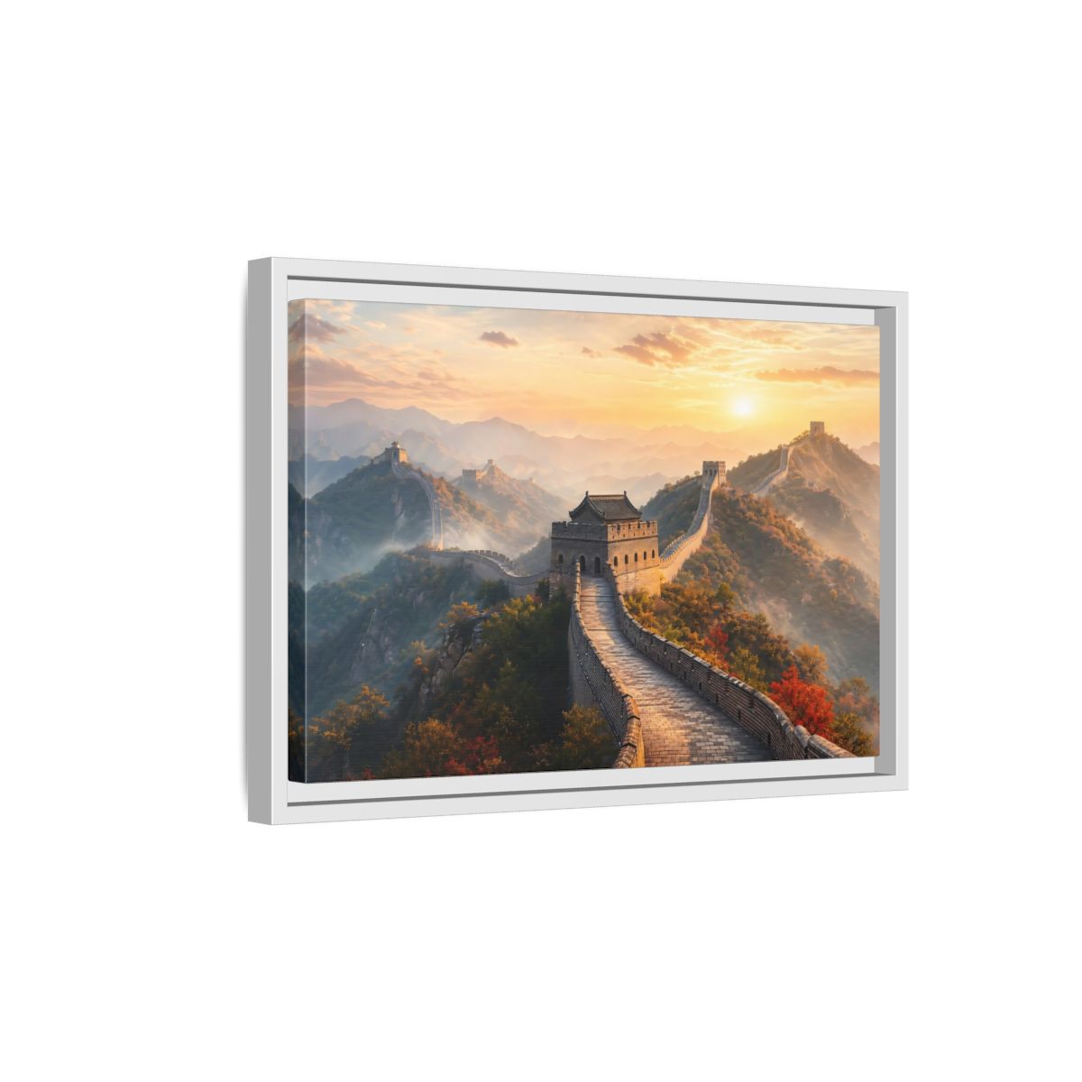 Side Mockup 4. Nature Great Wall Great Wall Sunset shown as stretched canvas wall art