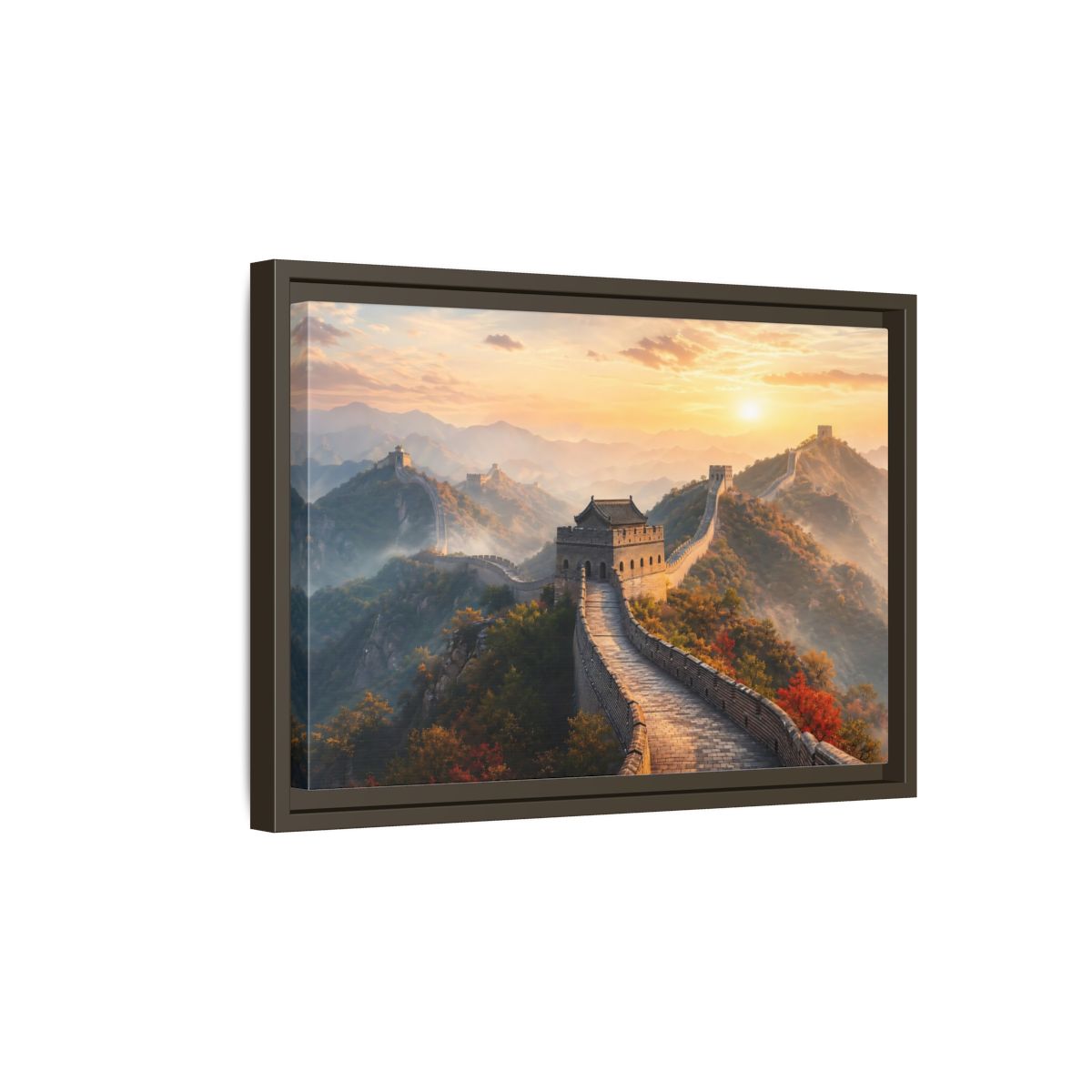 Side Mockup 5. Nature Great Wall Great Wall Sunset shown as stretched canvas wall art