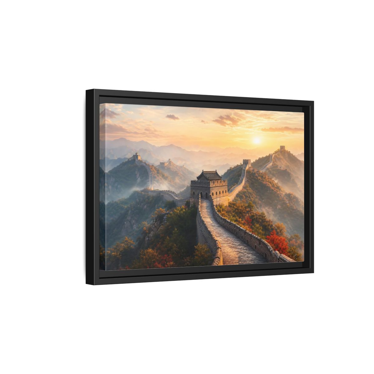 Side Mockup 6. Nature Great Wall Great Wall Sunset shown as stretched canvas wall art