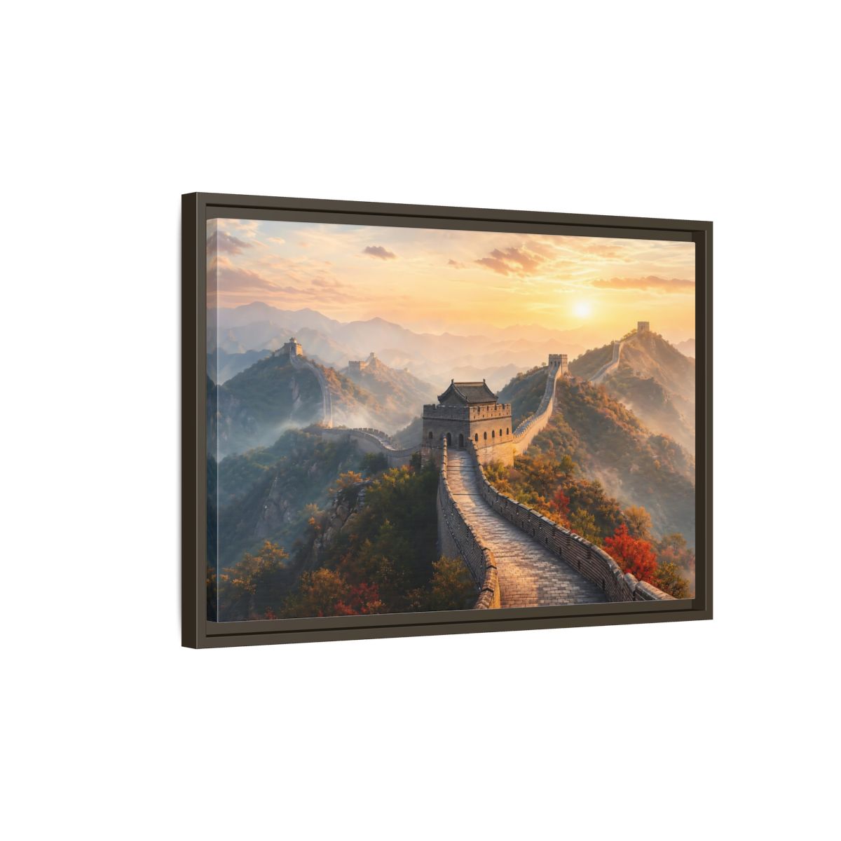 Side Mockup 2. Nature Great Wall Great Wall Sunset shown as stretched canvas wall art
