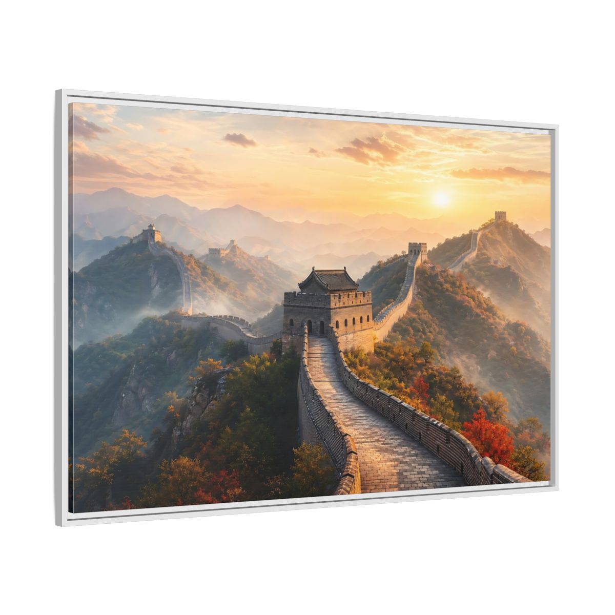 Side Mockup 7. Nature Great Wall Great Wall Sunset shown as stretched canvas wall art