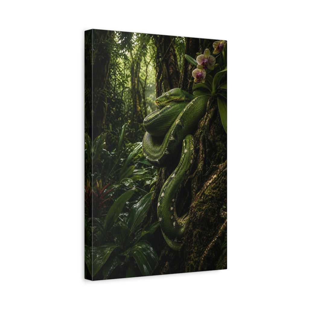 Side Mockup 4. Nature Green Snake Green Jungle shown as stretched canvas wall art