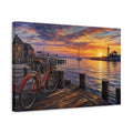 Side Mockup 4. Nature Harbor Sunset Vibrant Coastal Sunset shown as stretched canvas wall art