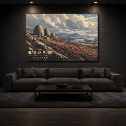 Mockup 3. Nature Heather Moor Heather Landscape shown as stretched canvas wall art