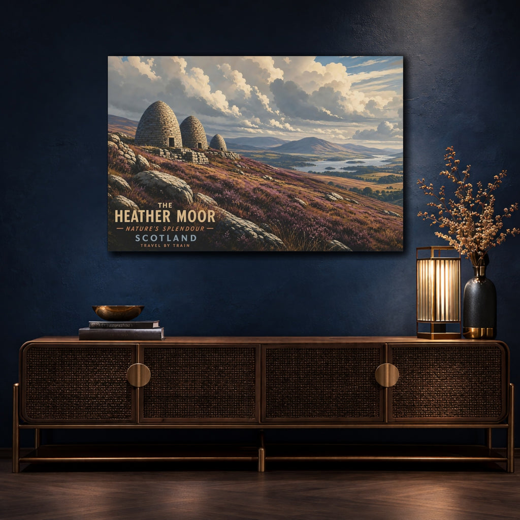 Mockup 4. Nature Heather Moor Heather Landscape shown as stretched canvas wall art