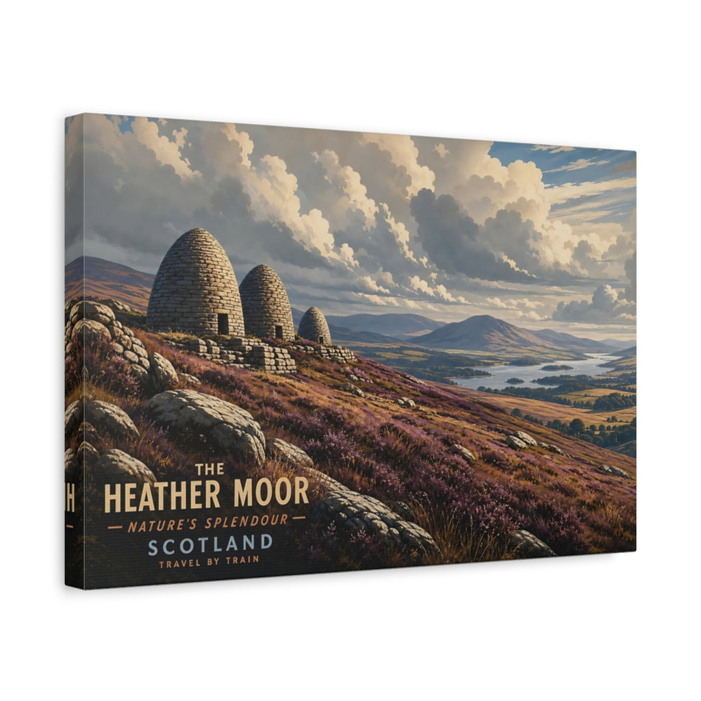 Side Mockup 4. Nature Heather Moor Heather Landscape shown as stretched canvas wall art