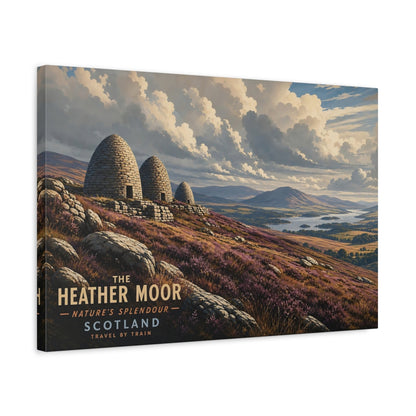 Side Mockup 3. Nature Heather Moor Heather Landscape shown as stretched canvas wall art