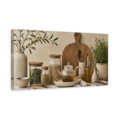 Side Mockup 3. Nature Herbal Tea Earthy Neutrals shown as canvas print