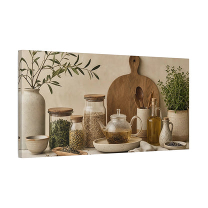 Side Mockup 1. Nature Herbal Tea Earthy Neutrals shown as canvas print