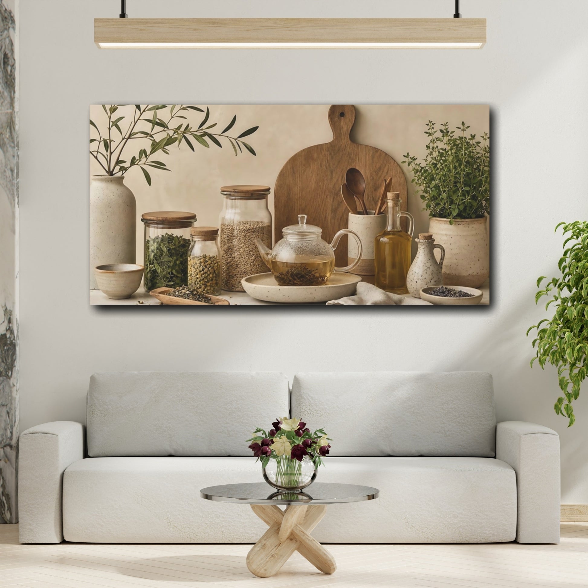 Mockup 2. Nature Herbal Tea Earthy Neutrals shown as canvas print