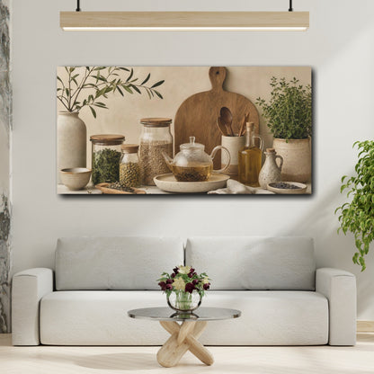 Mockup 2. Nature Herbal Tea Earthy Neutrals shown as canvas print