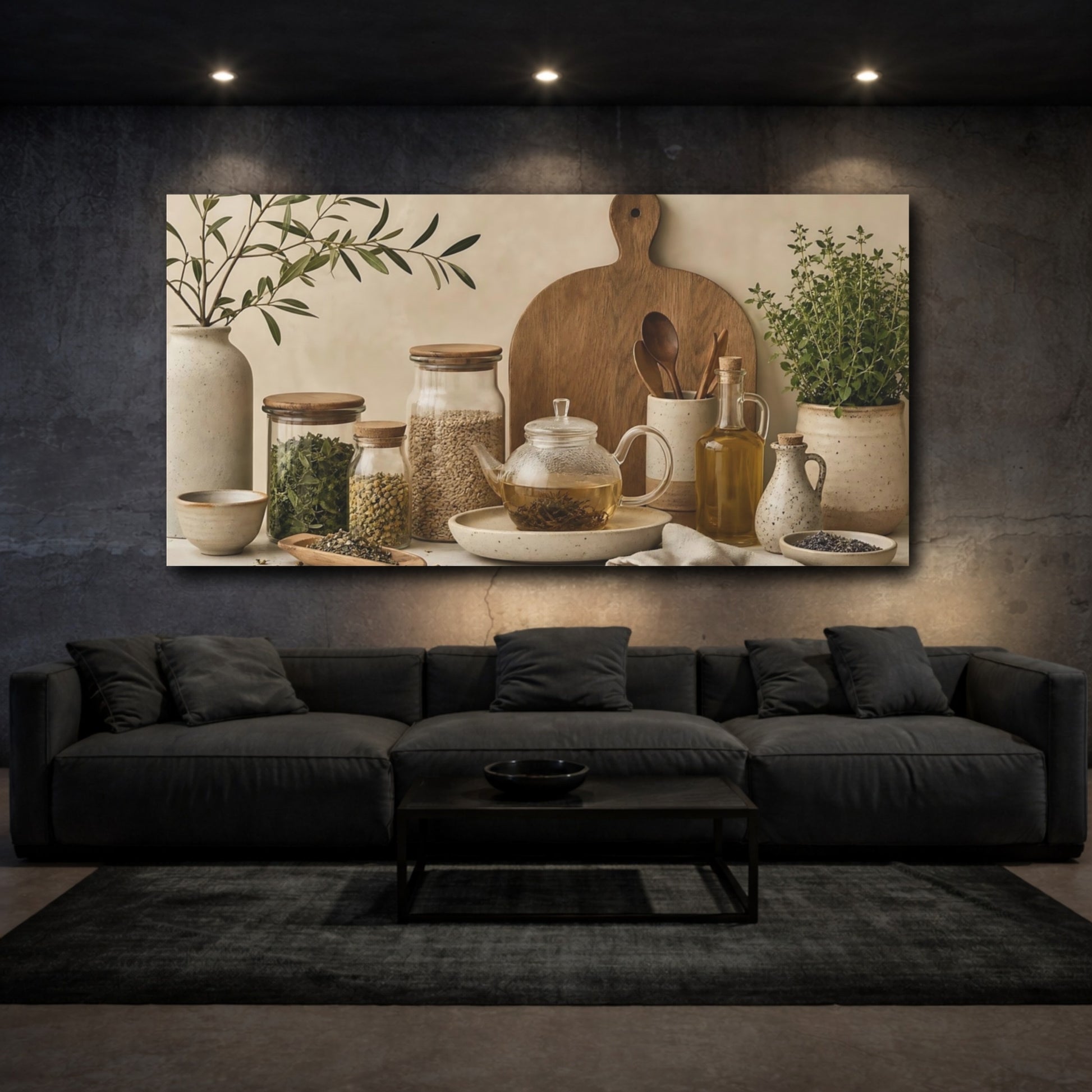 Mockup 3. Nature Herbal Tea Earthy Neutrals shown as canvas print