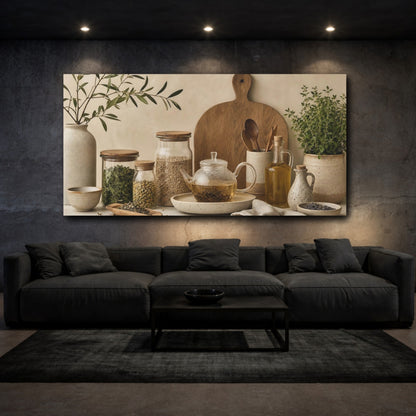Mockup 3. Nature Herbal Tea Earthy Neutrals shown as canvas print