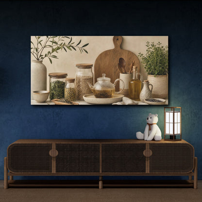 Mockup 4. Nature Herbal Tea Earthy Neutrals shown as canvas print