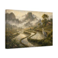 Side Mockup 4. Nature Heron Misty Landscape shown as stretched canvas wall art