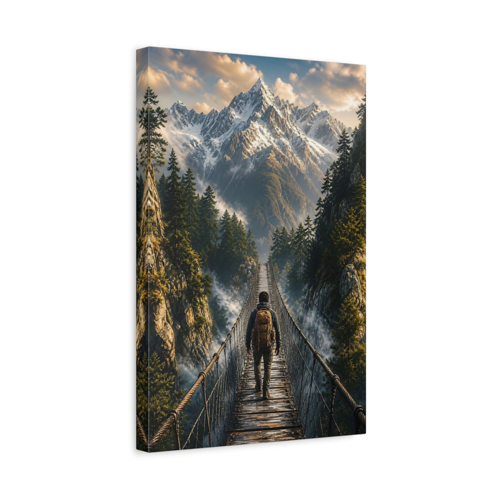 Side Mockup 4. Nature Hiker Mountain Landscape shown as stretched canvas wall art
